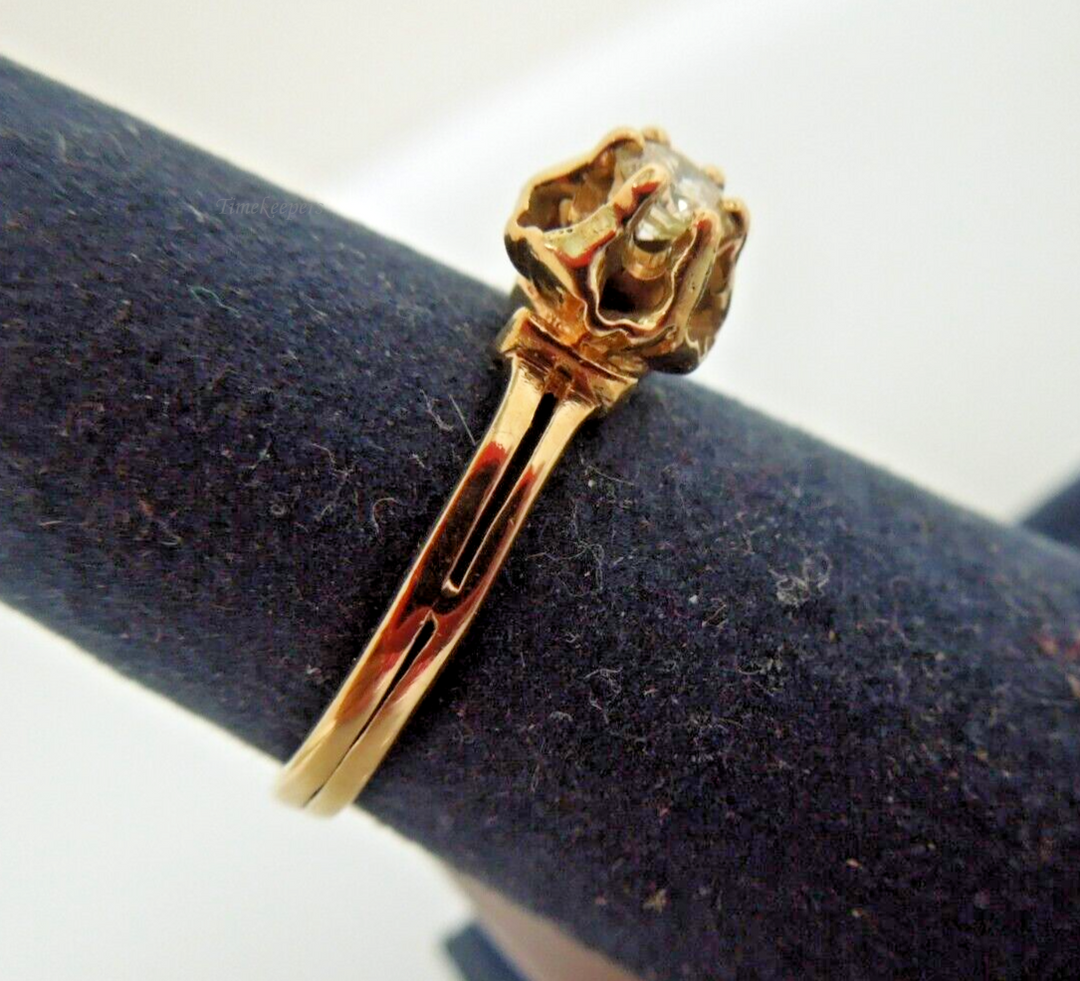 s864 14kt Yellow Gold Diamond .15 cts Buttercup Ring Size 5 1/2(US) Signed 2.1g,14kt Solid Yellow Gold Ring