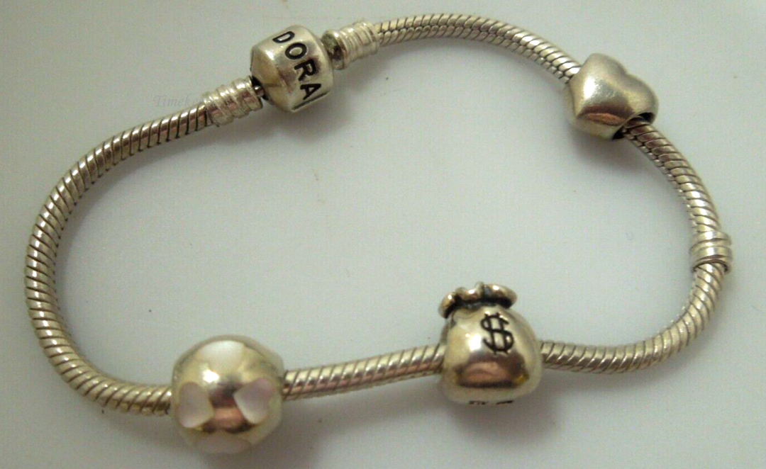 s351 Authentic Pandora Sterling Silver Bracelet with cute charms