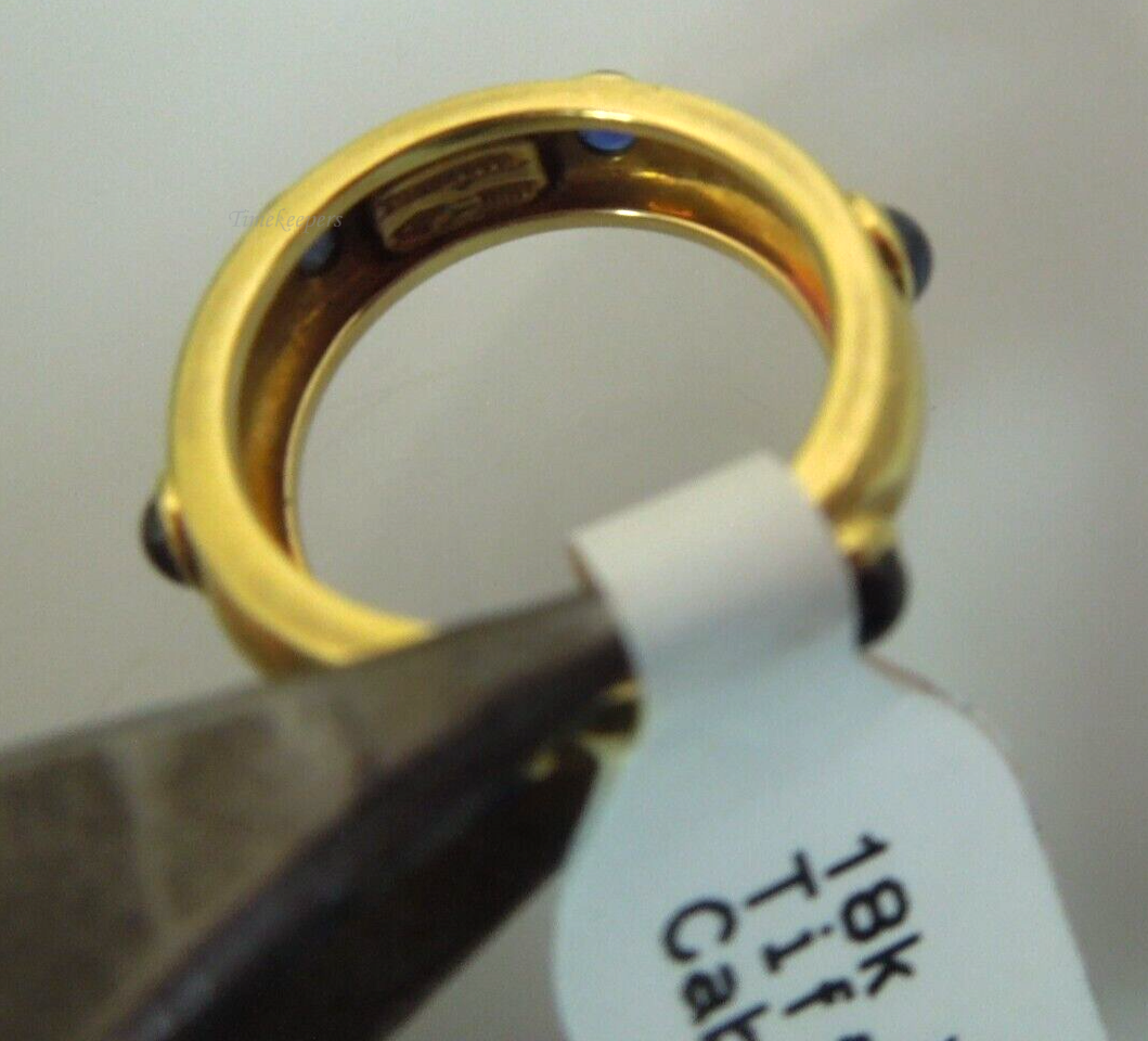 s278 Vintage Tiffany & Co 18K Gold Cabochon Blue Sapphire Eternity Band Ring  Size 4 1/4(US).5.1g ITALY