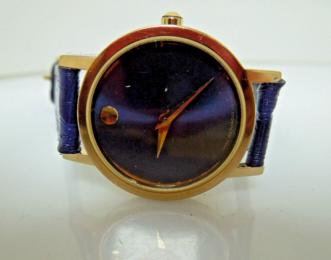 t032 Movado 87.A1.832 Ladies Swiss Quartz Gold Filled Blue Dial Watch