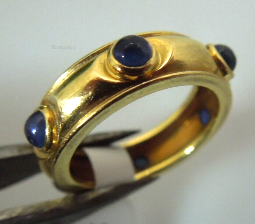 s278 Vintage Tiffany & Co 18K Gold Cabochon Blue Sapphire Eternity Band Ring  Size 4 1/4(US).5.1g ITALY
