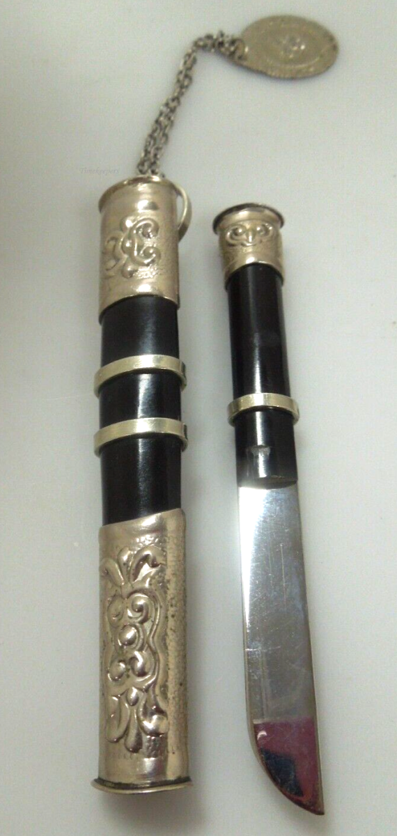 s392 Samurai Sword Letter Opener Mini Knife Keychain Tool Sterling Wood or  Sterling Black Onyx 