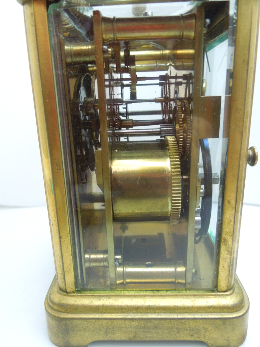 t140 Antique Victorian Quality Brass and Glass Carriage Clock