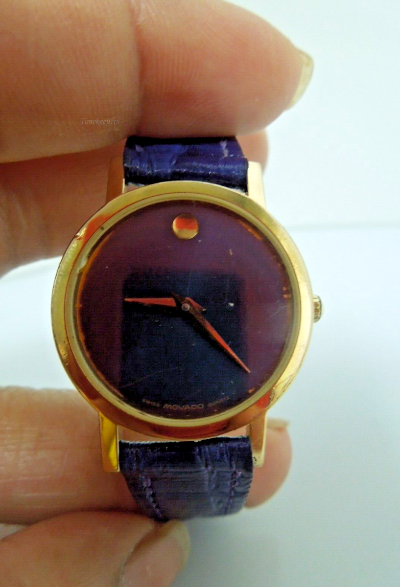 t032 Movado 87.A1.832 Ladies Swiss Quartz Gold Filled Blue Dial Watch