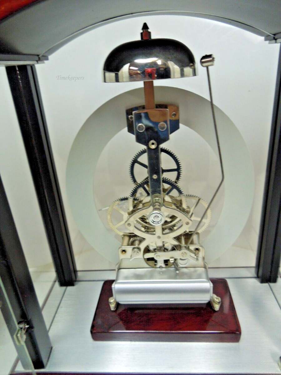 s612 Red mahogany and Black Colour Wood quartz Skeleton Mantel Clock