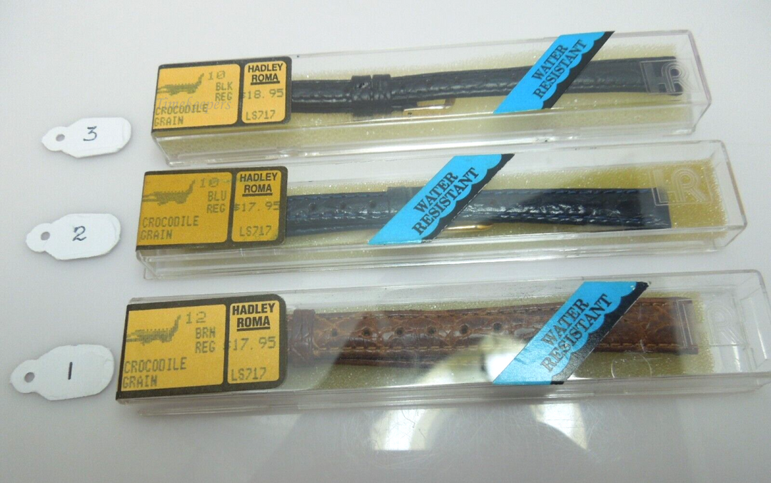 s432 10/12mm Hadley Roma Crocodile Grain Flat Unstitched Ladies Watch Bands