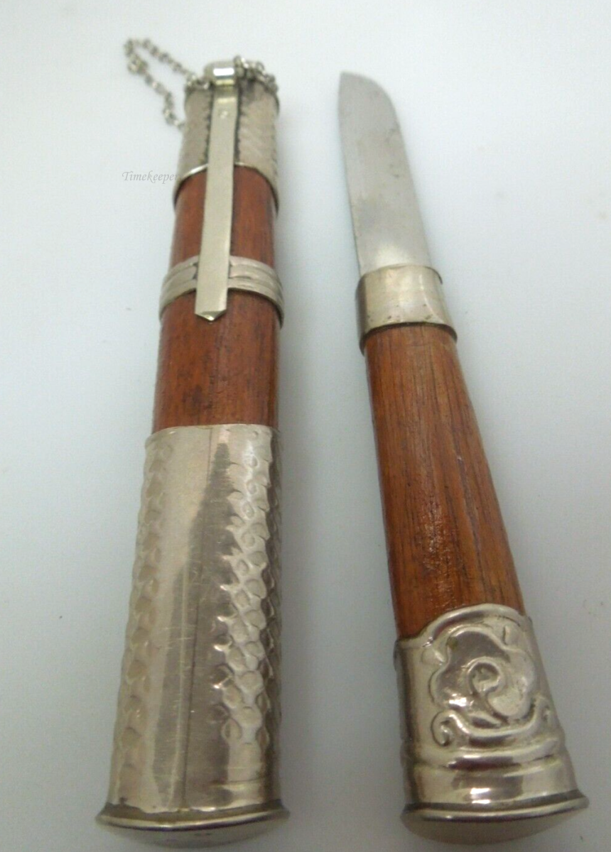 s392 Samurai Sword Letter Opener Mini Knife Keychain Tool Sterling Wood or  Sterling Black Onyx 