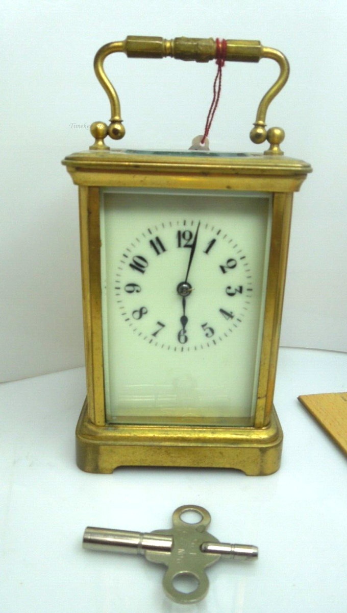 t140 Antique Victorian Quality Brass and Glass Carriage Clock