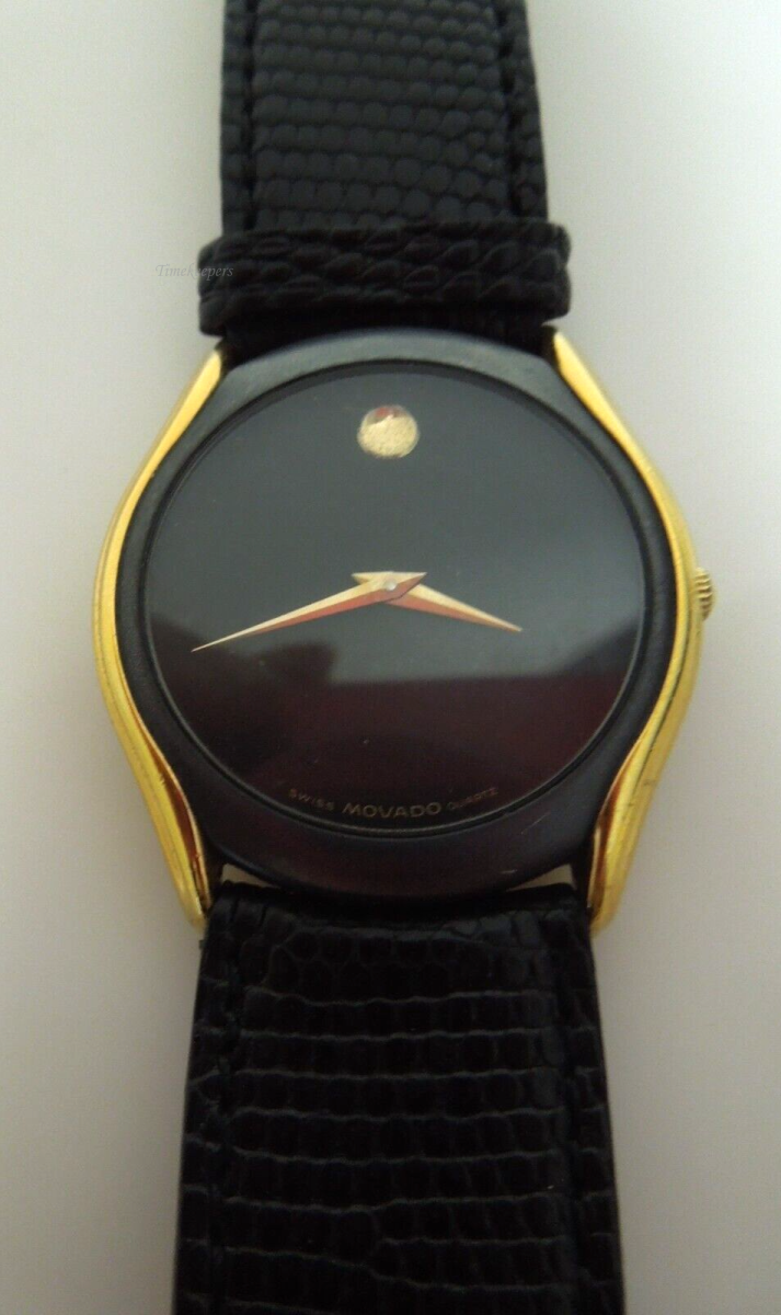 s559 Movado Womens Museum Wrist Watch Black Face & Black Strap 88-64-880N