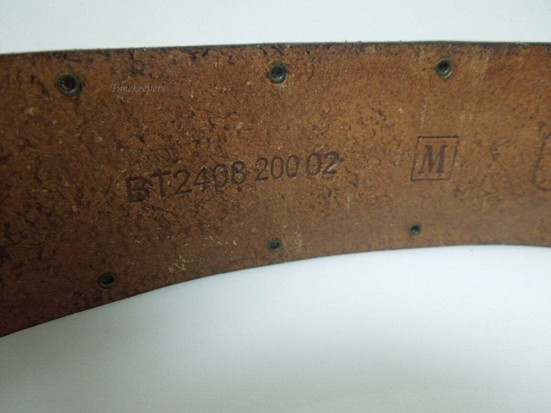 s513 Vintage Southwestern ZUNI Hand Tooled Leather BELT BUCKLE with Fossil Leather Belt Very Rare