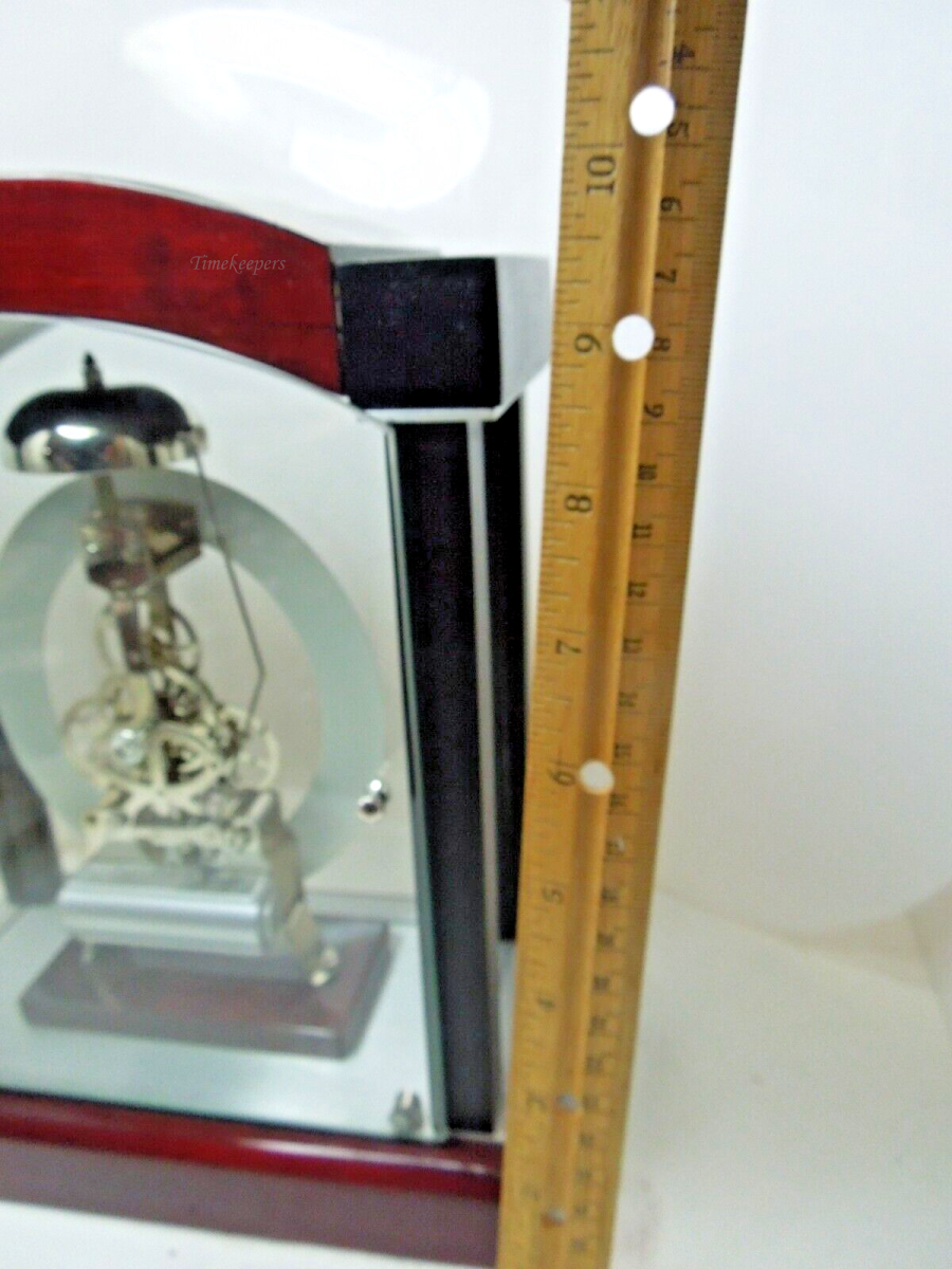 s612 Red mahogany and Black Colour Wood quartz Skeleton Mantel Clock