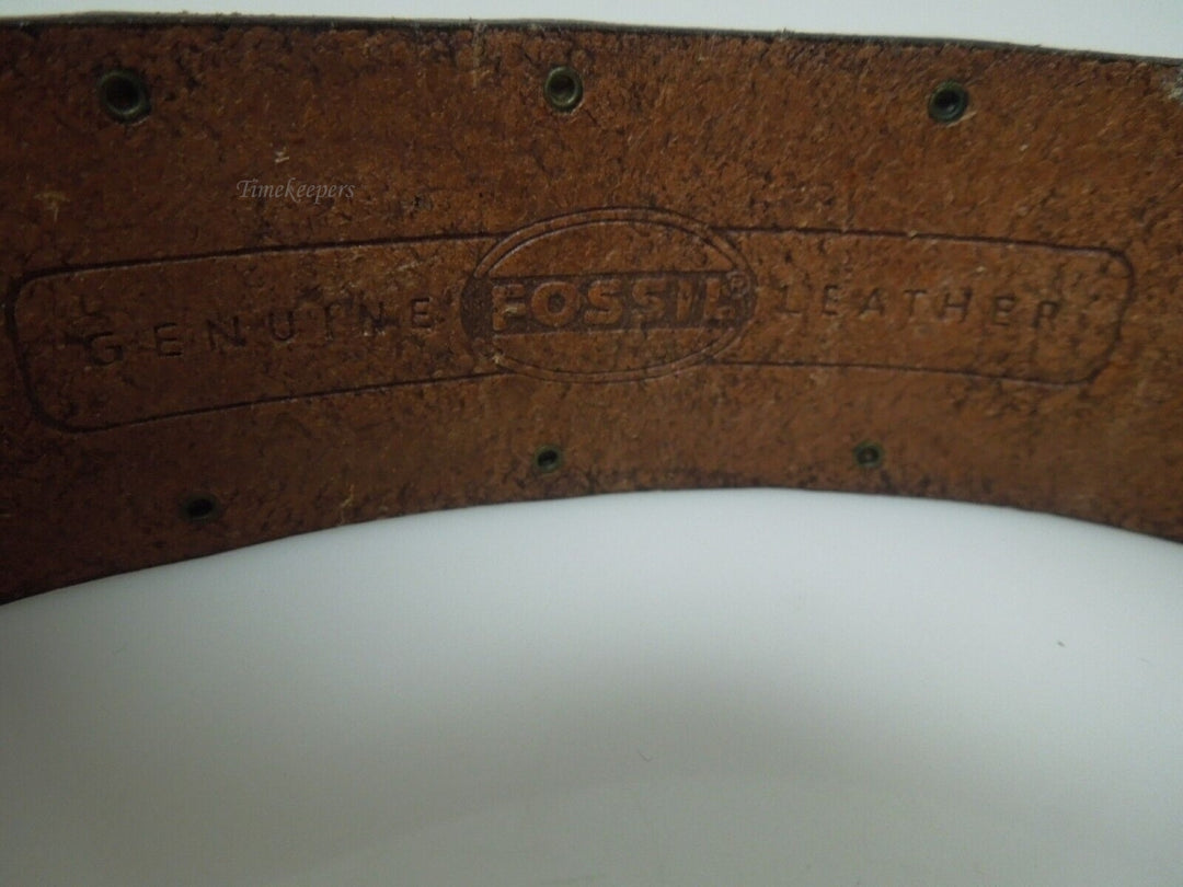 s513 Vintage Southwestern ZUNI Hand Tooled Leather BELT BUCKLE with Fossil Leather Belt Very Rare