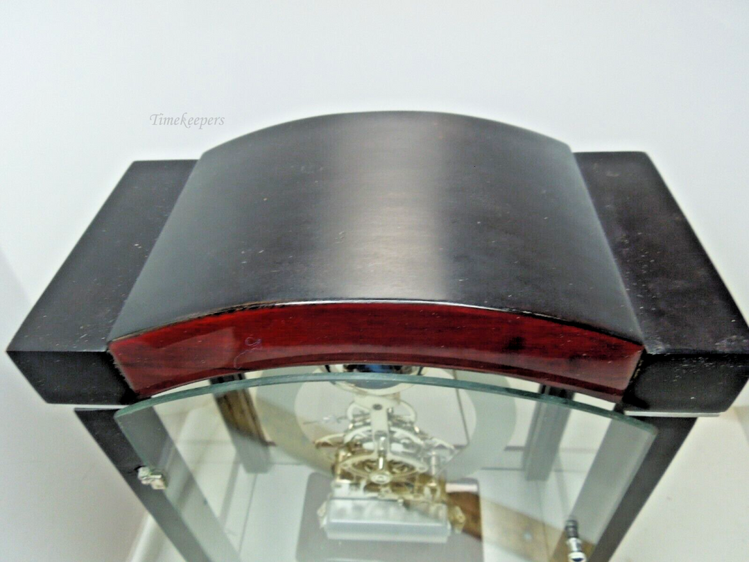 s612 Red mahogany and Black Colour Wood quartz Skeleton Mantel Clock