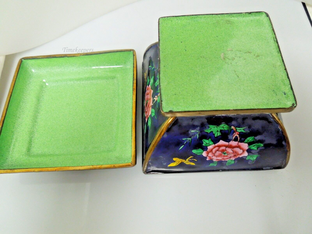t115 Antique Chinese CLOISONNÉ Enamel Floral Covered Trinket Box Butterfly