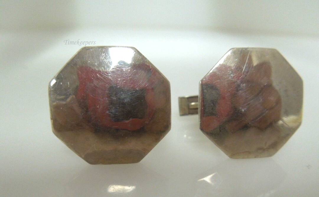s732 Vintage Sterling Silver Octagonal Shaped Cufflinks IC Signed,12.2g