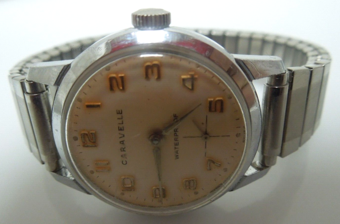 s277 Vintage Men's Caravelle Waterproof Watch - With Hong Kong Stretch Band  