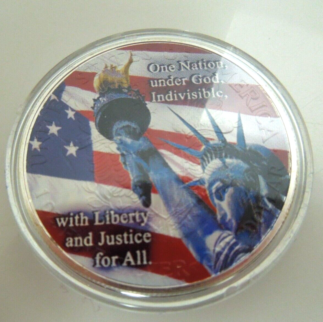 j908 Colorized Painted TOWERS OF LIGHT Silver American Eagle 9/11 World Trade Center