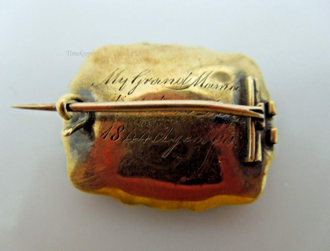 s979 14kt Yellow Gold Antique Victorian Black Onyx Braided Hair Mourning Brooch