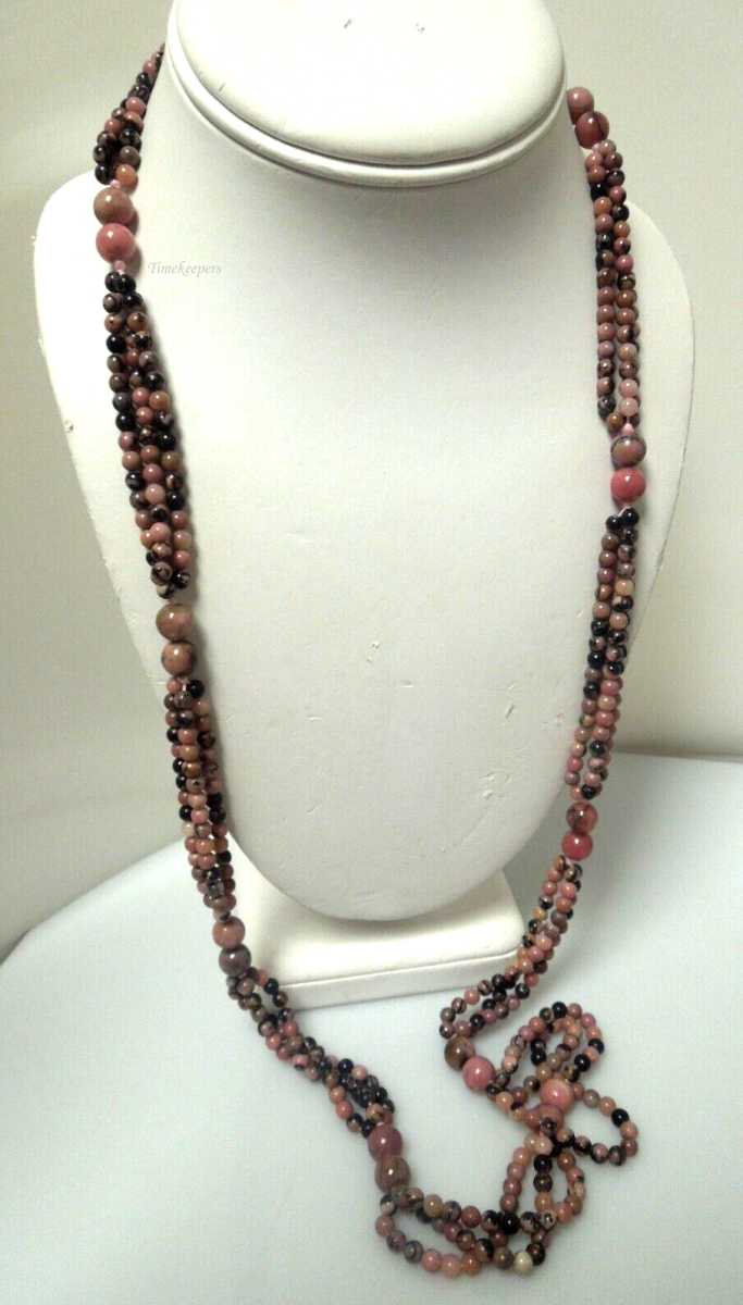 s116 Vintage Rhodonite Beads Necklace 32"
