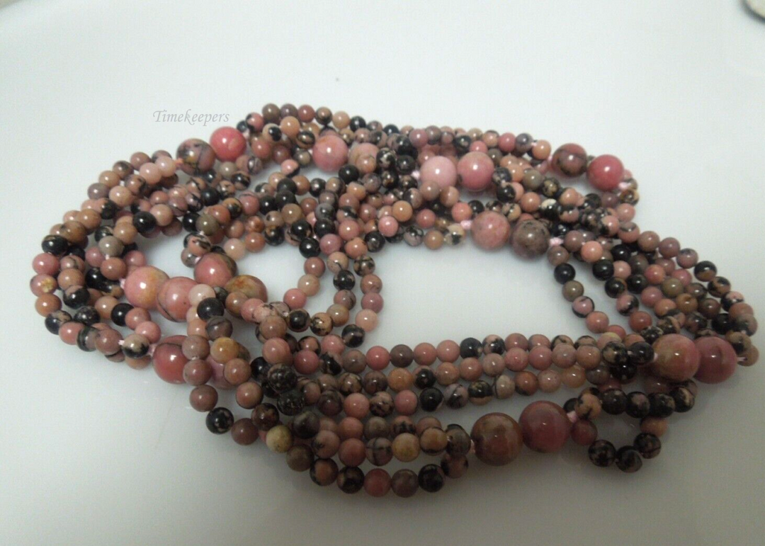 s116 Vintage Rhodonite Beads Necklace 32"