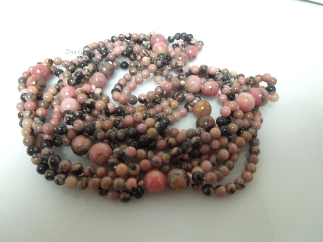 s116 Vintage Rhodonite Beads Necklace 32"