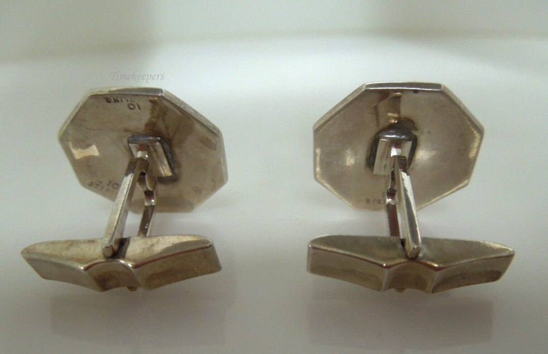 s732 Vintage Sterling Silver Octagonal Shaped Cufflinks IC Signed,12.2g