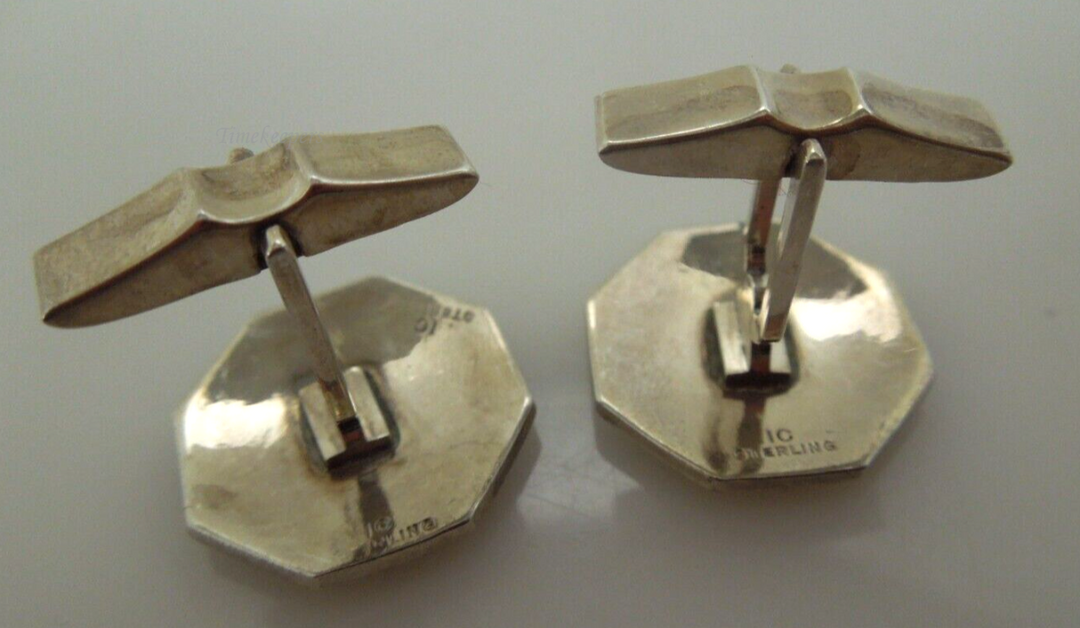 s732 Vintage Sterling Silver Octagonal Shaped Cufflinks IC Signed,12.2g