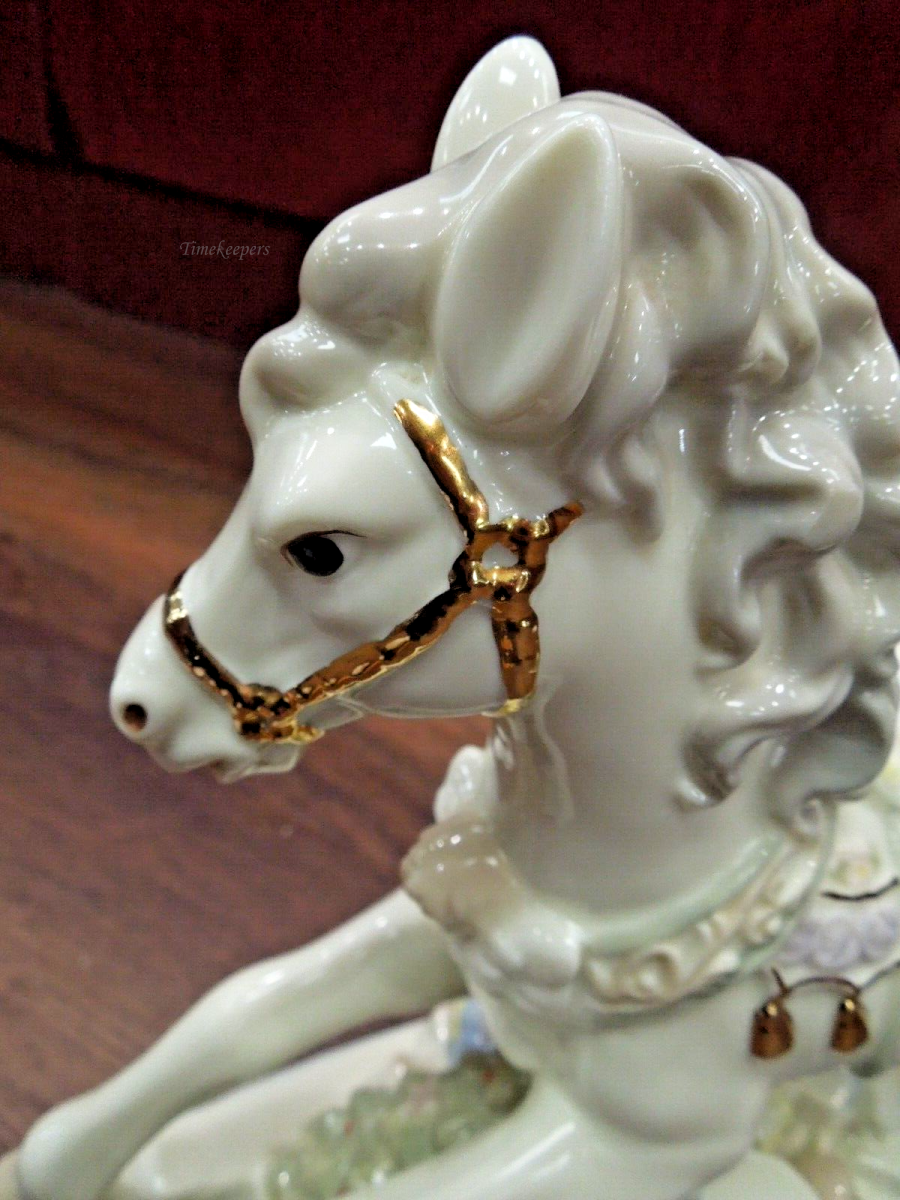 s681 Vintage Sankyo-Fine Porcelain-Christmas Musical Rocking Horse