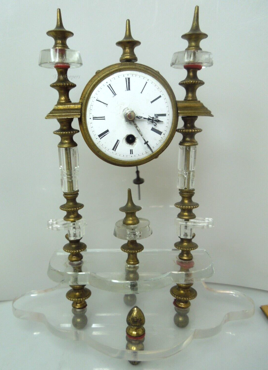 t142 Antique 1700s Brass Glass Clock 