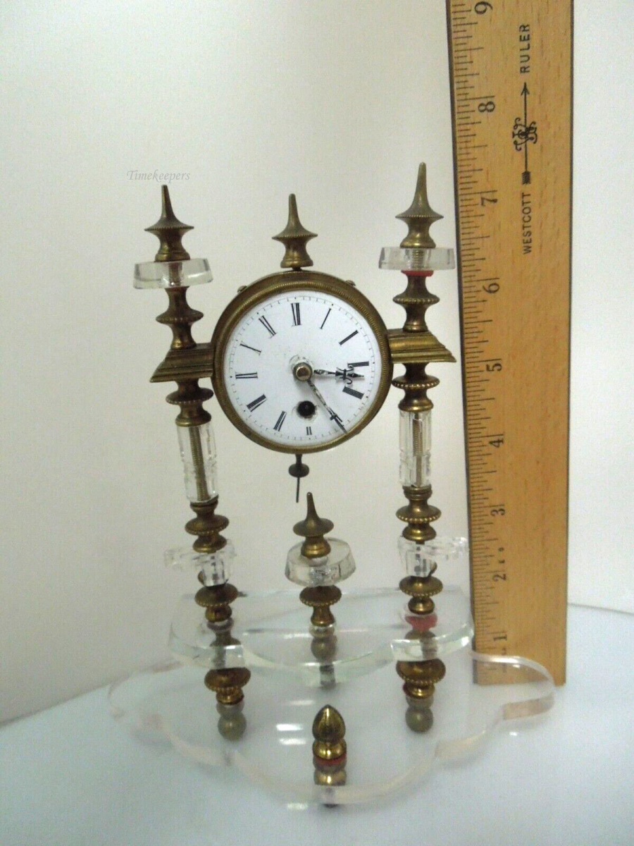 t142 Antique 1700s Brass Glass Clock 