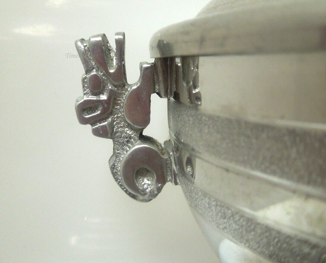 s326 Vintage Bolivia Carcu Ltd 97% tin Pewter Trinket Box w/Inca Mayan Aztec figures