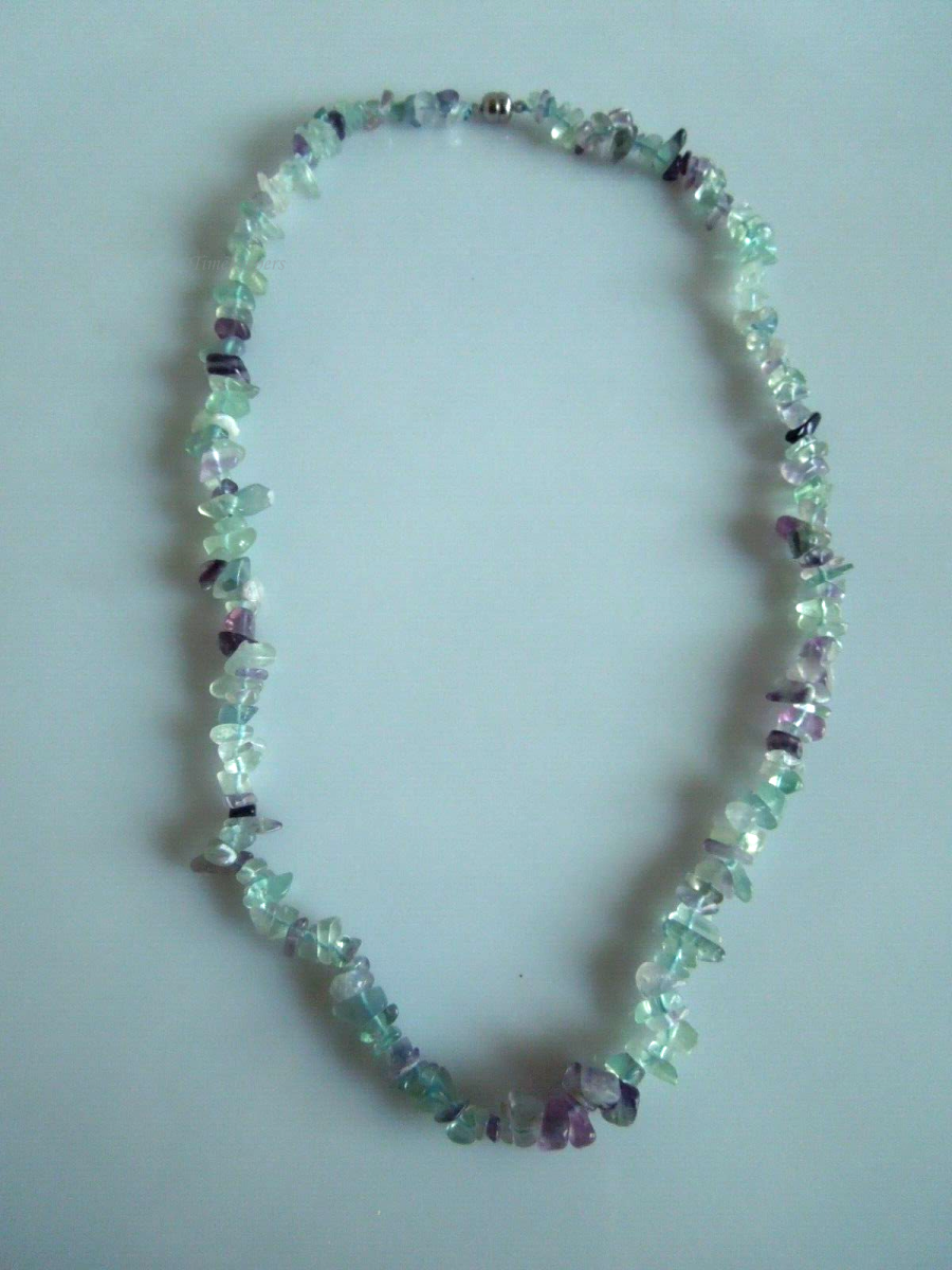 s314 Vintage Natural Fluorite Chip Beads Gemstone Single Strand Necklace 20"