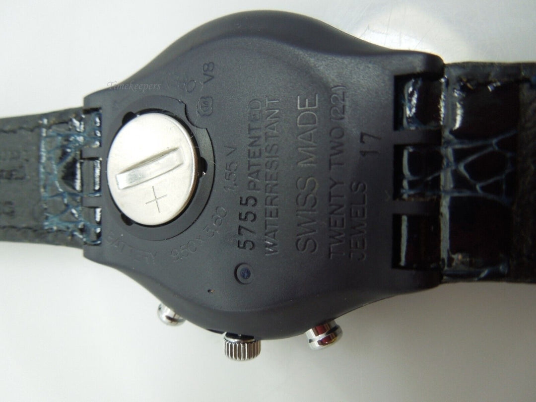 s758 1992 Swatch Watch Silver Star Chrono Chronograph Leather SCN102 with original box 