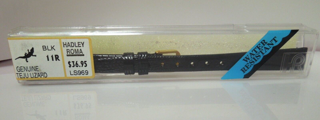 s448 (11R)Hadley Roma Genuine Teju Lizard Ladies Watch bands Black & Brown