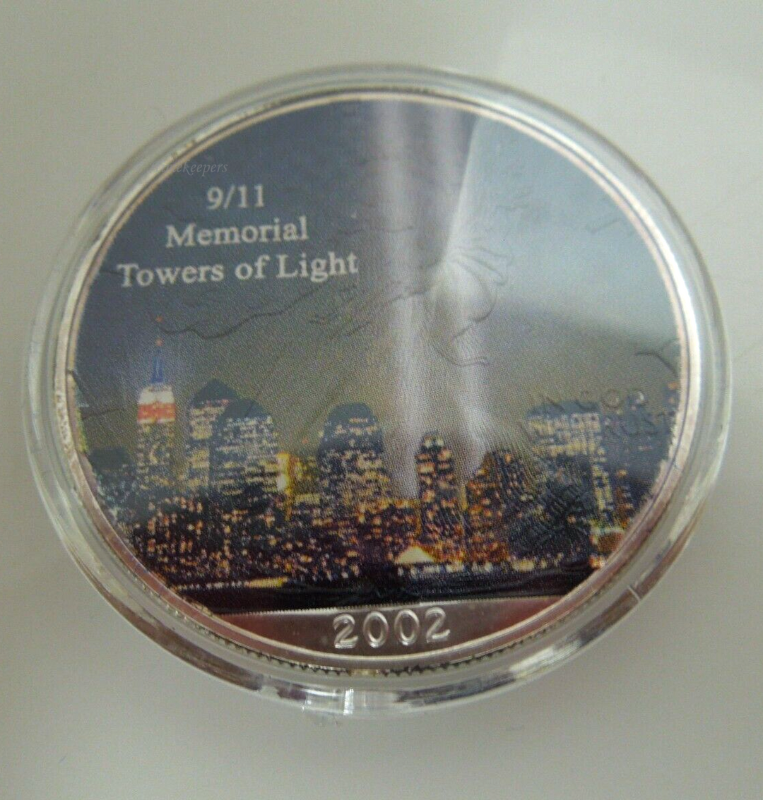 j908 Colorized Painted TOWERS OF LIGHT Silver American Eagle 9/11 World Trade Center