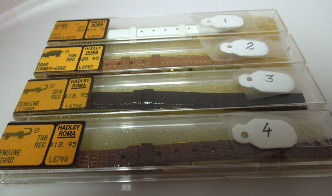 s445( 8mm) Genuine Lizard,Boar,Calf Turned Edge Hadley Roma Ladies Watch Bands