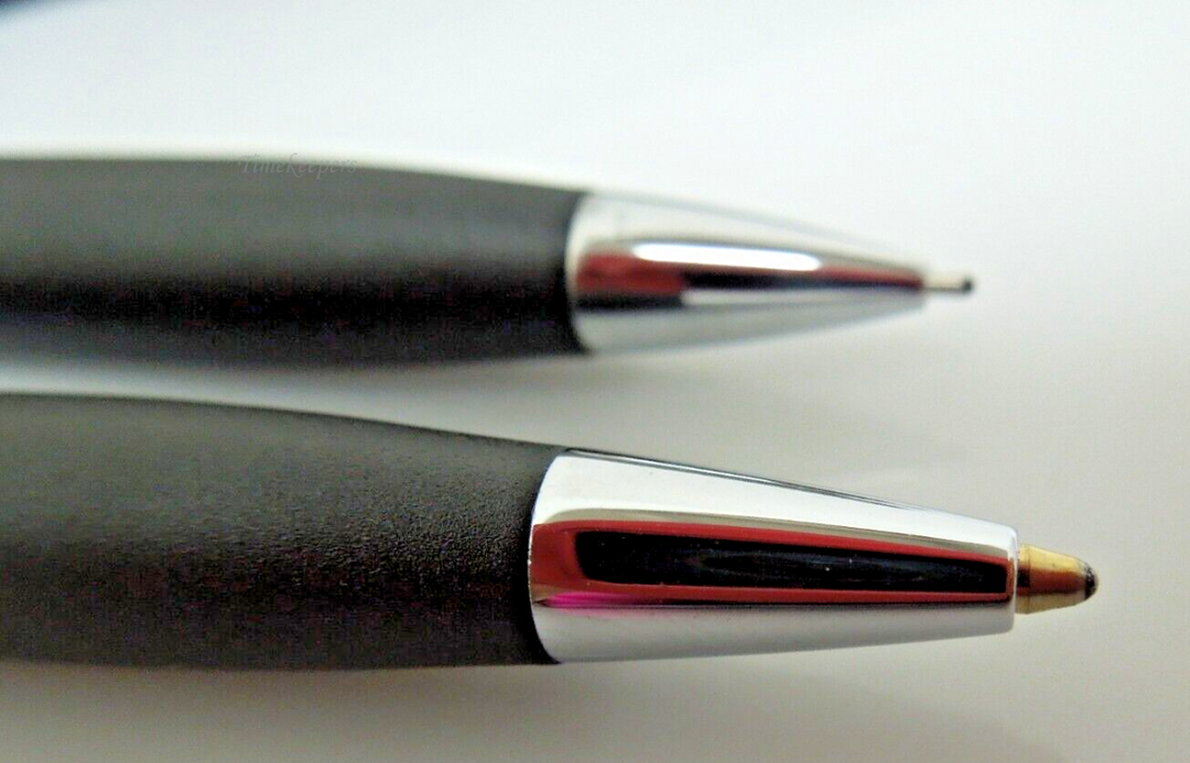 t025 Vintage Quill Silver Tone Ballpoint Pen + Mechanical Pencil Set in Box Pre-owned