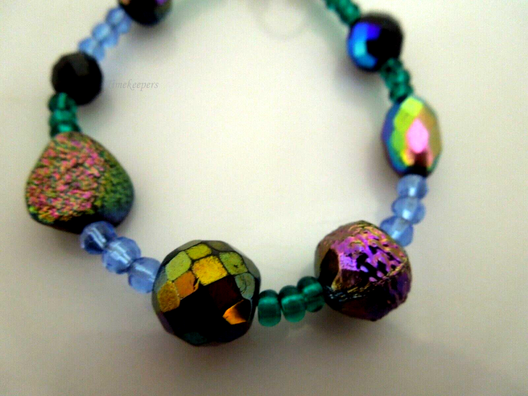 s094 Pretty Peacock Color Beads Crystal Fashion Bracelet 