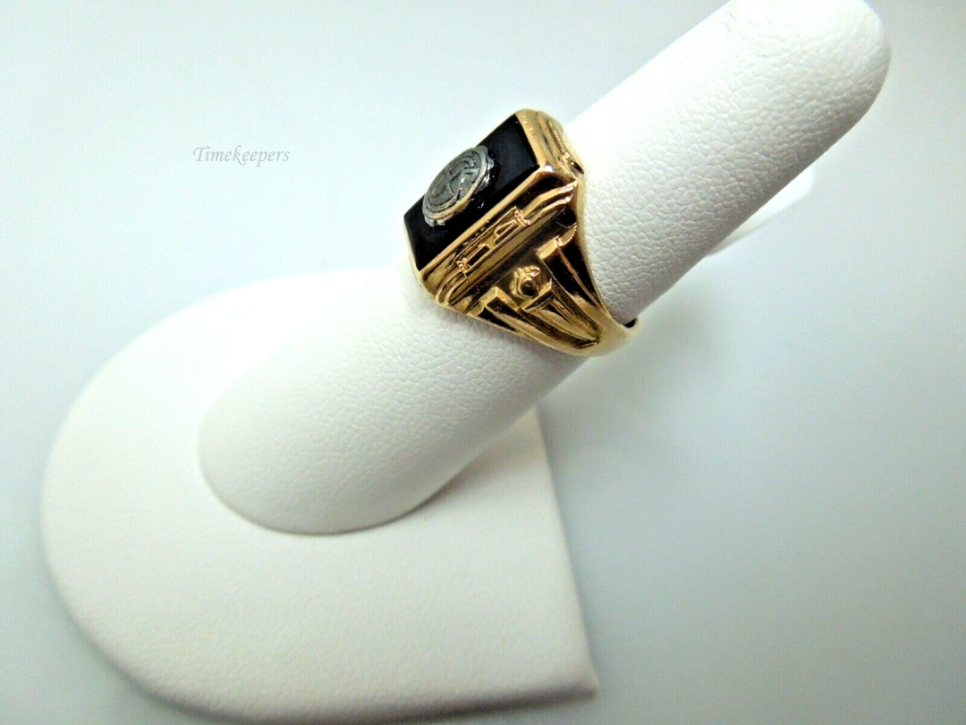 s982 10kt Yellow Gold Black Onyx 1941 GHS Class Ring Size 5 3/4 (US) Signed 6.5g