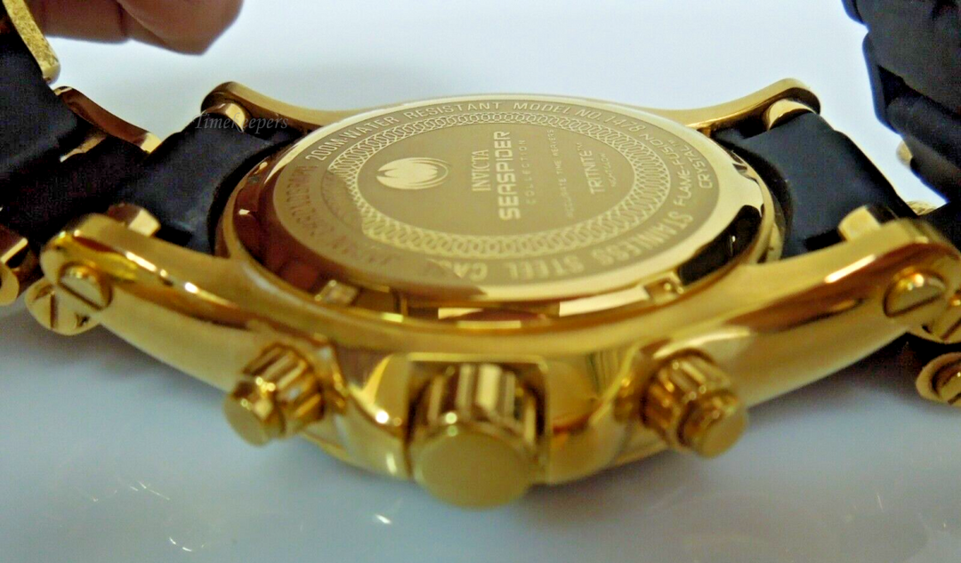 s837 Invicta Men's 1478 Sea Spider Chrono Gold Dial Black Polyurethane Watch