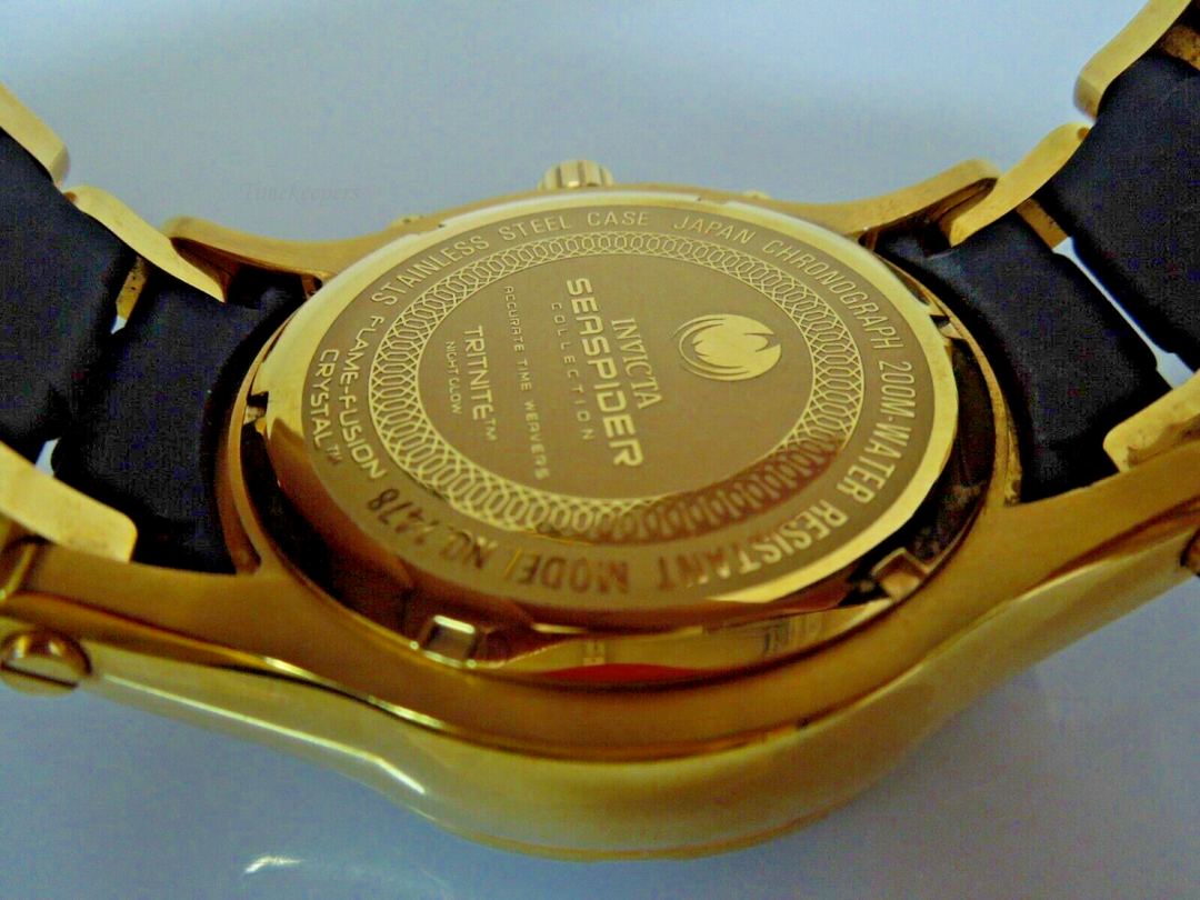 s837 Invicta Men's 1478 Sea Spider Chrono Gold Dial Black Polyurethane Watch