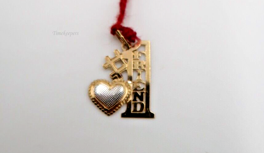 t193 14kt Yellow and White Gold #1 Friend Pendant Charm