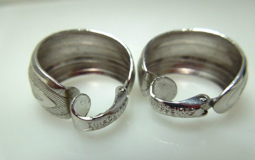 s647 Vintage Silver Tone L.H. Segal California Clip-on Hoop Earrings.