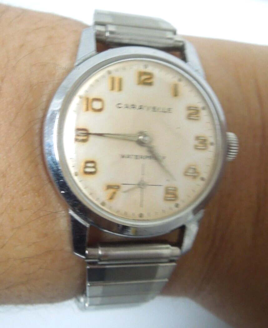 s277 Vintage Men's Caravelle Waterproof Watch - With Hong Kong Stretch Band  