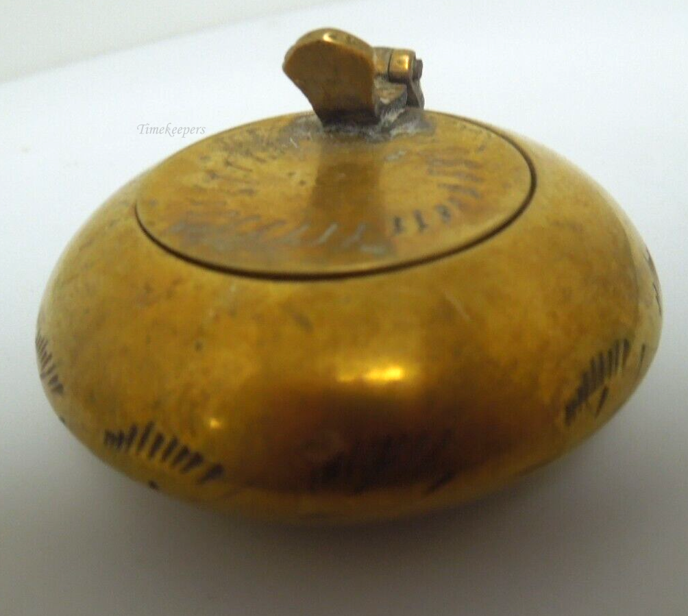 s322 Petite Patinated Brass Ashtray with Flip-Top Lid