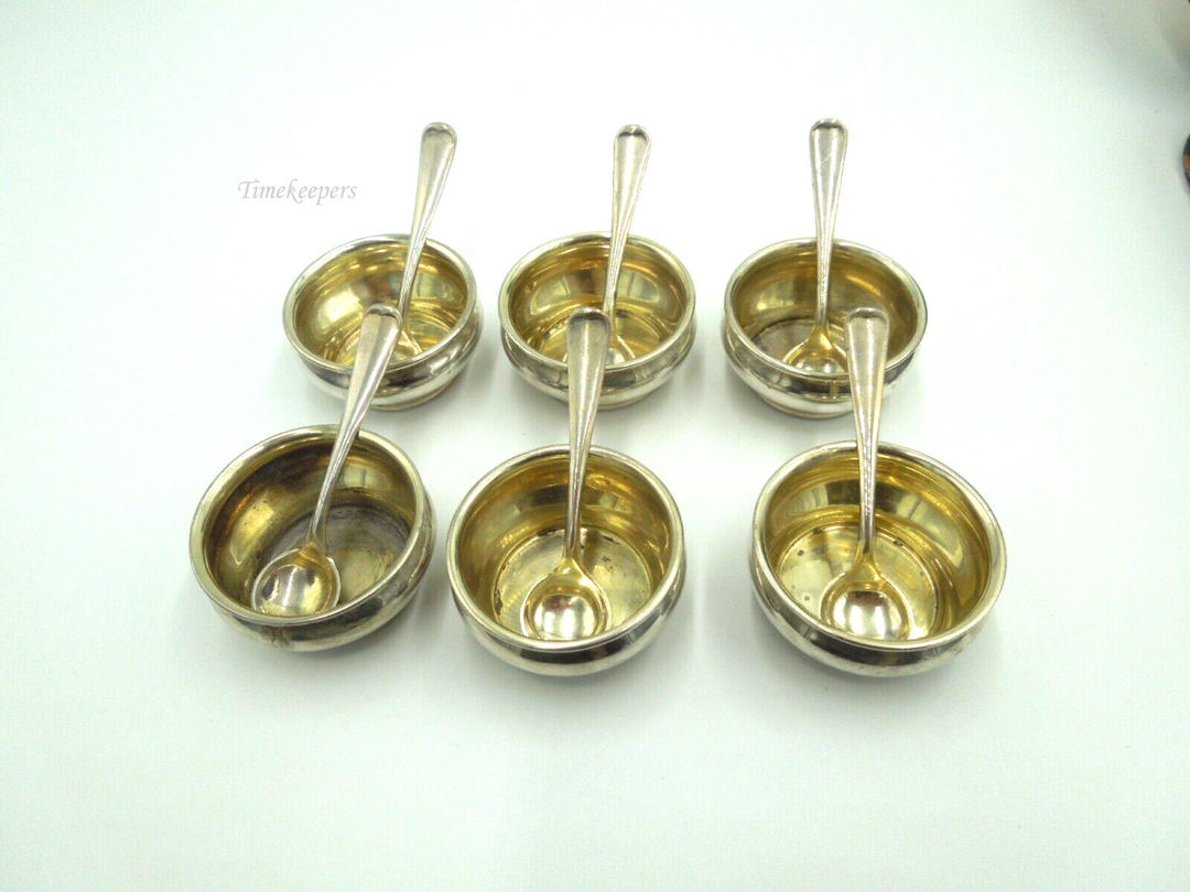 t161 Antique Gorham Sterling Set 6 Gold Wash Salt Dips, 6 Gold Wash Salt Spoons original case Very Rare and Old