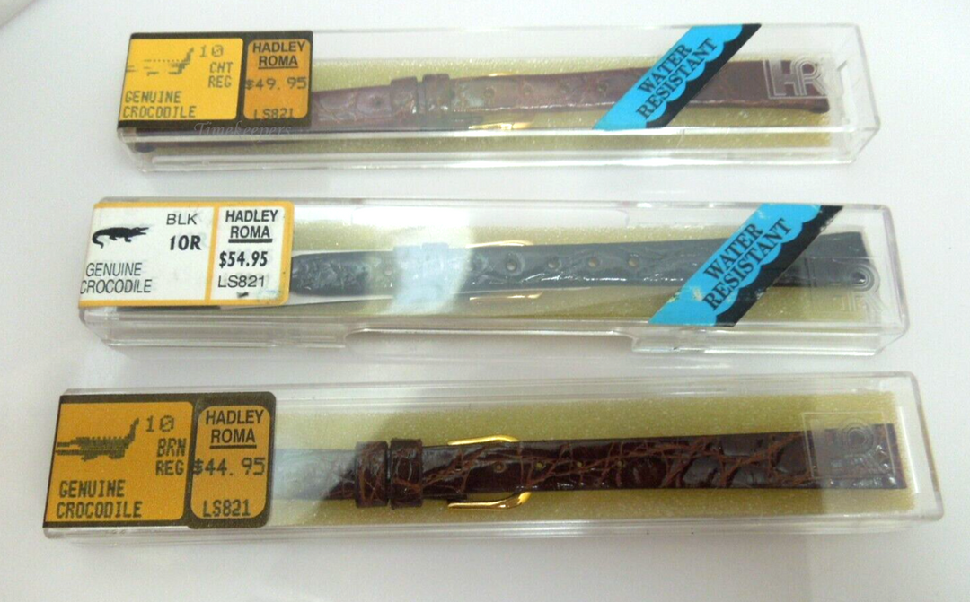 s429 10mm Hadley Roma Genuine Crocodile  Flat Unstitched Ladies Watch Band LS821