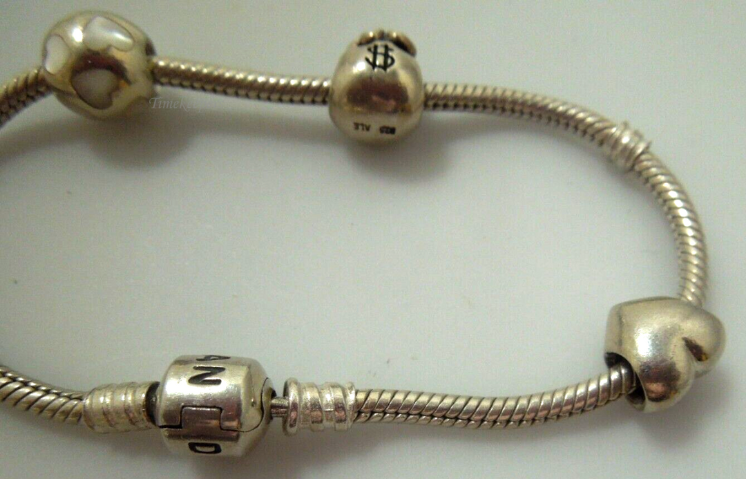 s351 Authentic Pandora Sterling Silver Bracelet with cute charms