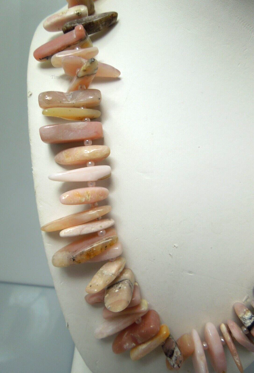 s104 Vintage Pink Agate or Rhodochrosite Spike fringe style Necklace 18"