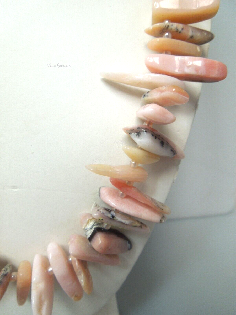 s104 Vintage Pink Agate or Rhodochrosite Spike fringe style Necklace 18"
